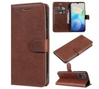ShuiSu Funda tipo cartera de cuero vegano para Vivo Y55 5G / Y75 5G, funda protectora con tapa con estilo clásico de color sólido, cierre magnético, función atril y bolsillos para tarjetas (KP1