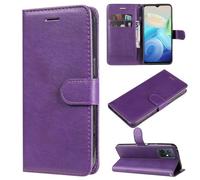 ShuiSu Funda tipo cartera de cuero vegano para Vivo Y55 5G / Y75 5G, funda protectora con tapa con estilo clásico de color sólido, cierre magnético, función atril y bolsillos para tarjetas (KP1