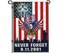 Shuitouk 911 Bandera de jardn We Will Never Forget 9/11 Bandera de jardn Patritico Da Conmemorativo Banderas de jardn americano para exterio