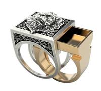 SHUIXIAYUE Anillo de moda punk dominante con cabeza de león para hombre, joyería de amistad para el día, 9, Ágata