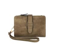 SHUIXIAYUE Cartera clásica de tres pliegues para mujer, con bloqueo pequeño, tarjetero compacto con ventana de identificación y pulsera, monedero corto, R1001-bronzegreen, Talla única