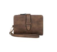 SHUIXIAYUE Cartera clásica de tres pliegues para mujer, con bloqueo pequeño, tarjetero compacto con ventana de identificación y pulsera, monedero corto, R1001-café, Talla única