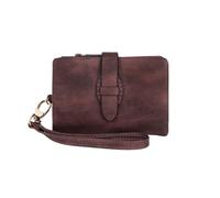 SHUIXIAYUE Cartera clásica de tres pliegues para mujer, con bloqueo pequeño, tarjetero compacto con ventana de identificación y pulsera, monedero corto, R1001-winered, Talla única