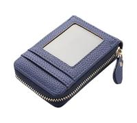 SHUIXIAYUE Cartera corta con cremallera alrededor del monedero con patrón de lichee de color sólido para mujer, Blue, Talla única