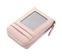 SHUIXIAYUE Cartera corta con cremallera alrededor del monedero con patrón de lichee de color sólido para mujer, Pink, Talla única