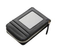 SHUIXIAYUE Cartera corta con cremallera alrededor del monedero con patrón de lichee de color sólido para mujer, Black, Talla única