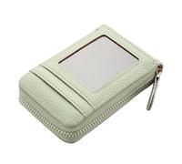 SHUIXIAYUE Cartera corta con cremallera alrededor del monedero con patrón de lichee de color sólido para mujer, verde claro, Talla única