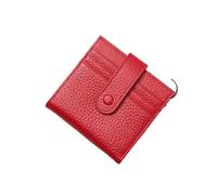 SHUIXIAYUE Cartera corta ultrafina de piel auténtica para mujer, con bloqueo de doble pliegue, con 9 ranuras para tarjetas, 1 bolsillo para monedas, Red, Talla única