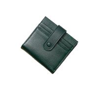 SHUIXIAYUE Cartera corta ultrafina de piel auténtica para mujer, con bloqueo de doble pliegue, con 9 ranuras para tarjetas, 1 bolsillo para monedas, verde oscuro, Talla única