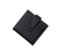 SHUIXIAYUE Cartera corta ultrafina de piel auténtica para mujer, con bloqueo de doble pliegue, con 9 ranuras para tarjetas, 1 bolsillo para monedas, Black, Talla única