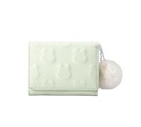 SHUIXIAYUE Cartera pequeña de dibujos animados, bonita cartera corta para mujer, color sólido, bonito patrón, simple, multitarjeta, cero cartera, Green, Talla única