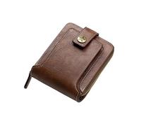 SHUIXIAYUE Cartera vintage para hombre, de piel sintética, corta, con cierre, color sólido, duradera, práctica, marrón claro, Talla única