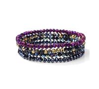 SHUIXIAYUE Juego de 4 pulseras elásticas con cuentas de cristal brillante facetadas de estilo bohemio y colorido con cuentas de cristal para mujer, talla única, 19 cm, n.º 2, Ágata
