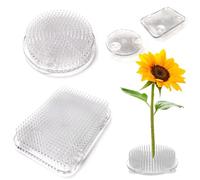 SHUIYUE 2 Piezas Rana de Flores, PláStico Transparente Ikebana Kenzan Ranas Japonesas con Ventosas para Manualidades de Arte Floral-Redondo/Rectangular