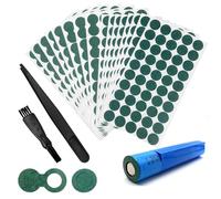 SHUIYUE 600 piezas de papel adhesivo aislante de batería, anillos aislantes de batería de litio 18650 con pinzas, cepillo de limpieza (400 anillos huecos individuales + 200 piezas huecas de dos