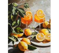 Shukqueen Kit de pintura por números para adultos, kit de pintura por números para principiantes, té naranja sobre mesa, 40.6 x 50.8 cm (marco de madera autoensamblable)