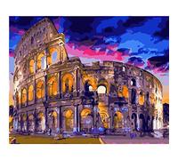Shukqueen Pintura por números, kit de pintura en lienzo para principiantes y con pigmento, pinceles, decoración de pared, Coliseo en Roma, 40.6 x 50.8 cm (sin marco)
