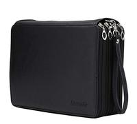 Shulaner 200 Slots Estuche para lápices de Colores con 200 Ranuras y Cremallera de Piel sintética de Gran Capacidad del Cuero de la PU Caja de lápiz de Colores lápiz Estuches Organizador - Negro