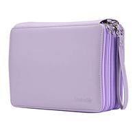 Shulaner 200 Slots Estuche para lápices de colores con 200 ranuras y cremallera de piel sintética de gran capacidad del cuero de la PU caja de lápiz de colores estuches - Púrpura