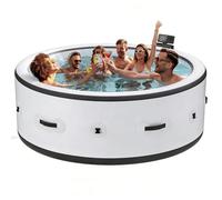 SHUMIAO Bañera Inflable con Función De Burbujas,SPA Hinchable para Piscina Y Masajes para 4-6 Personas,Chorros De Aire Relajantes,Sistema De Llenado Rápido Integrado,Luces LED (206 X 206 X 71 cm)