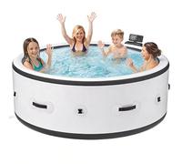 SHUMIAO Bañera Inflable, SPA Hinchable De Masajes para 4-6 Personas, SPA Hinchable Exterior con Función De Burbujas, 150 Chorros De Masaje Y Luces LED, Piscina Interior/Exterior (206 X 206 X 71 cm)