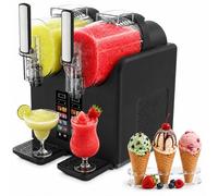 SHUMIAO Granizadora de Slush y Máquina de Helado Soft 2-en-1, Máquina de Granizados Profesional con 2 Depósitos, Dispensador Eléctrico de Bebidas Frías, Helado y Sorbetes Black