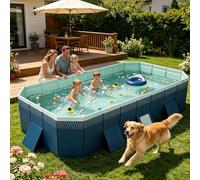 SHUMIAO Piscina Plegable De 118", Piscina Rectangular De PVC Antideslizante No Inflable, Piscina Plegable Elevada Engrosada, para Jardín, Patio Trasero, Verano, Fiestas Acuáticas Familiares 9.8ft
