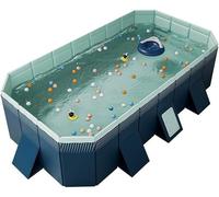 SHUMIAO Piscina Plegable No Inflable, Piscina Familiar Rectangular, Ideal para Fiestas Acuáticas De Verano En El Jardín O Patio Trasero para Niños, Adultos Y Mascotas 9.8ft
