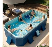 SHUMIAO Piscina Rectangular Plegable, Piscina De Plástico Rígido No Inflable, Piscina Elevada Extragrande, Fácil De Instalar, Piscina De Verano para Exteriores, Ideal para Familias, Niños 9.8ft