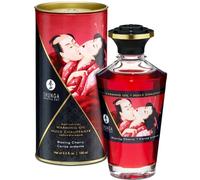 Shunga Aceite Masaje Efecto Calor Sabor Cereza 100 Ml - Aceite Aromático Para Relajación Profunda