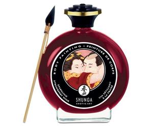 Shunga Pintura Corporal, Aroma de Fresas con Champagne, Color Granate - 100 ml