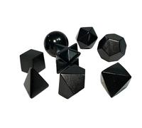 Shungite - Juego de 8 piezas de geometría sagrada (0.8 pulgadas) - Piedra natural sólidos platónicos + Merkaba + esfera - Kit de meditación de chakras para decoración de escritorio, equilibrio