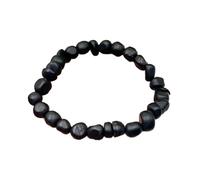 Shungite Stones Chips Bead Bracelet Chakra Balance - Joyería hecha a mano - Pulsera de protección de vidrio curativo - Accesorio espiritual de vidrio, Una talla, Ágata, Una talla, Ágata