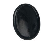 Shungite Worry Stone - Piedra natural de Karelia para pulgar/palma de 40 x 30 x 8 mm, ovalada negra pulida para enfoque, conexión a tierra, meditación, escritorio y bolsillo (1 unidad)