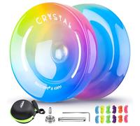 SHUNGRU Yoyo K2 - Yoyo K2 Crystal Blue Rosa Amarillo, JoJo Responsive para principiantes, doble uso JoJo con rodamientos JoJo no responsivos + 12 cuerdas JoJo + bolsa para maleta JoJo + herramienta de