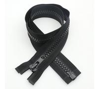 SHUNLI 2 piezas 20 cm grandes cremalleras separables - #10 negro plástico cremallera para chaquetas