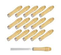 Shuny 15 Pcs Mango de Madera,Mango de Archivo de Madera con Collares MetáLicos Fuertes,Mango de Madera para Herramienta de Corte de Archivos Craft, Adecuada para Limas de 4-6 Pulgadas de Varias Formas