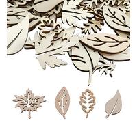 Shuny Adornos de Madera, Hojas de Madera Natural, 50 Pcs