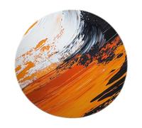 SHUODAOCO Alfombra de área Redonda artística Moderna 60cm - Naranja Patrón Abstracto Negro Antideslizante Lavable Alfombra Suave para Sala de Estar Decoración del hogar Oficina Granja