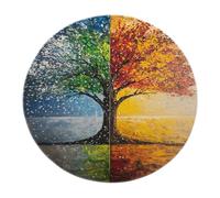 SHUODAOCO Alfombra Redonda Abstracta Four Seasons Tree 180cm - Diseño Dividido Colorido Alfombra de círculo Suave Lavable Antideslizante para decoración de hogar de Dormitorio de Sala de Estar