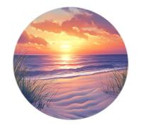 SHUODAOCO Alfombra Redonda Sunset Beach 100cm - Alfombra de círculo de mar Naranja púrpura Azul Cielo Alfombras Antideslizante Lavable para Dormitorio Sala de Estar Comedor Baño