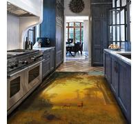 SHUODAOCO Alfombras de Animales para Dormitorio Cocina Lavable Alfombra de Aula Manada de Ciervos y Bosque al anochecer Impresión Lavandería Sala de vivero Portátil Antideslizante 180x240cm