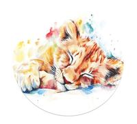 SHUODAOCO Alfombras Redondas de área de león de Acuarela 90cm - Lindo Cubo de Dormir Alfombra de círculo Suave Plegable para Dormitorio Sala de Juegos Dormitorio Patio Decor de guardería Pasillo