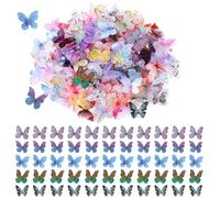 SHUOHONG 100 Piezas Mariposas Decorativas, Mini Resina Decoracion, Manualidades Pequeñas Casa de Muñecas Pequeñas Mariposas, Figuras para Paisajes en Miniatura Casa de Muñecas