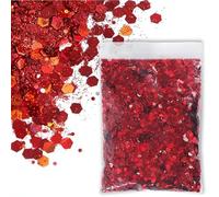 SHUOHONG 100g Purpurina Cara Festival, 3 Tamaños Mezclados Glitter Maquillaje, Brillantes para la Cara, Purpurina Pelo, Brillo Uñas para Manualidades Brillante Decoración Festival (Rojo Intenso)