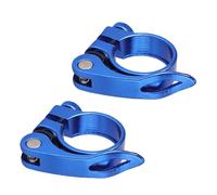 SHUOHONG 2 Piezas Abrazadera de Poste de Asiento de Bicicleta 31,8mm, Bike Cierre Sillín con Palanca Liberación Rápida, Clip de Tubo de Asiento de Aleación de Aluminio para MTB o Carretera (Azul)