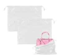 SHUOHONG 2 Piezas Bolsa de Cordón de Seda a Prueba de Polvo, Funda Protectora Antipolvo de Tela de Seda, Portátil Prueba de Humedad Almacenamiento Bolsa, para Bolso Monedero Cuero Conjunto (Blanco)