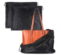 SHUOHONG 2 Piezas Bolsa de Cordón de Seda a Prueba de Polvo, Funda Protectora Antipolvo de Tela de Seda, Portátil Prueba de Humedad Almacenamiento Bolsa, para Bolso Monedero Cuero Conjunto (Negro)