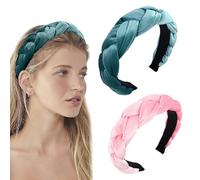 SHUOHONG 2 Piezas Diadema Mujer, Diadema Tejido de Terciopelo, Cinta para El Cabello Vintage, Diademas Mujer Anchas de Pelo Trenza, Diadema Niña de Moda, Maquillaje Accesorios Pelo (D)