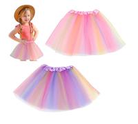 SHUOHONG 2 Piezas Falda de Tutú para Niñas, Tutu Niña Elastico, Vestido Corto de Baile Colorido Princesa para Disfraz de Fiesta Cumpleaños Navideña